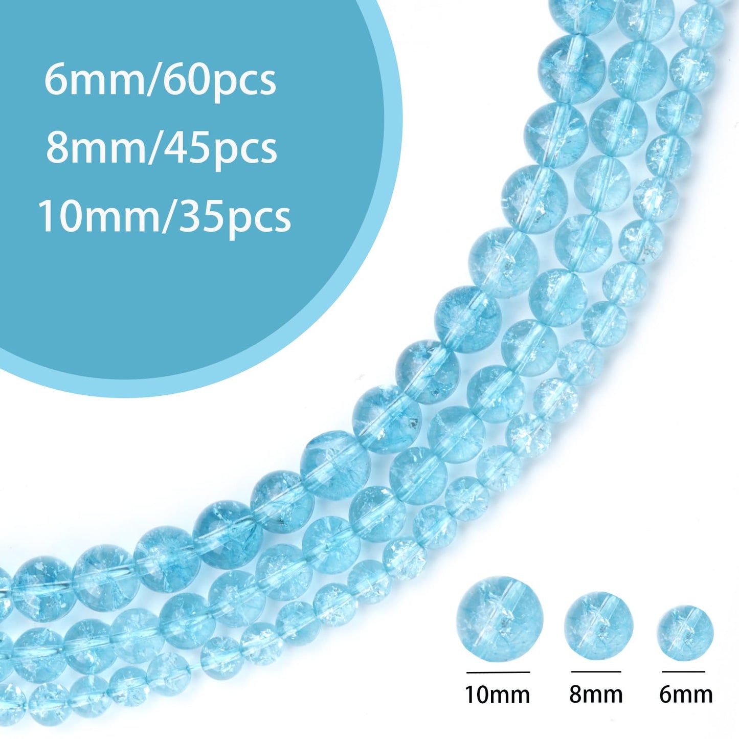 Siomia 45pcs 8mm Natural Blue Topaz Gemstone Beads Energy Healing Crystal Round Loose Stone Beads for Jewelry Making, DIY Bracelets Necklaces