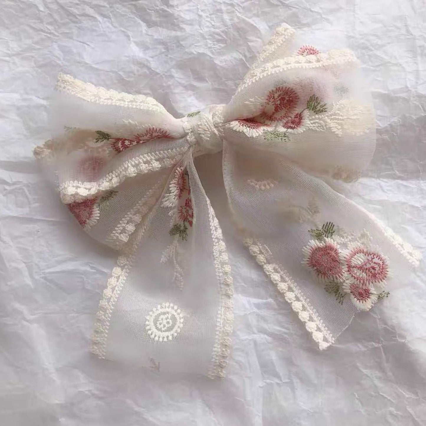 Lace Trim Ribbon, Delicate Cotton Embroidery Ribbon for Wedding/Bridal Decoration, DIY Craft Sewing, Home Decoration, 10 Yards (Beige)