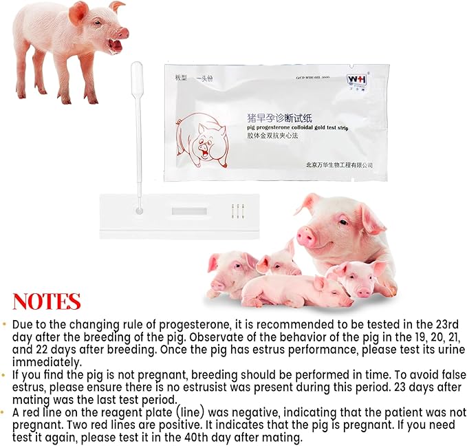 10Pcs Pig Pregnancy Tester Strips - Early Pregnancy Diagnosis Tool for Sows - Accurate and Easy-to-Use Pig Pregnancy Test Kit - Ideal for Early Detection