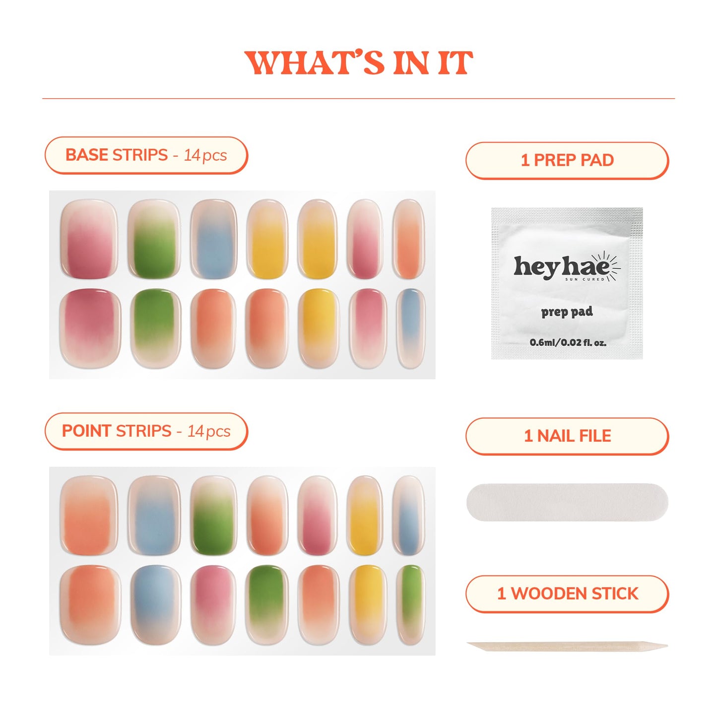 Heyhae Semi Cured Gel Nail Strips | No LED Lamp Needed | Ombre, Pink, Spring | Easy Apply & Remove, Salon Quality | Includes 28 Strips, 1 Prep Pads, Nail File & Wooden Stick - Hey, I Fancy You
