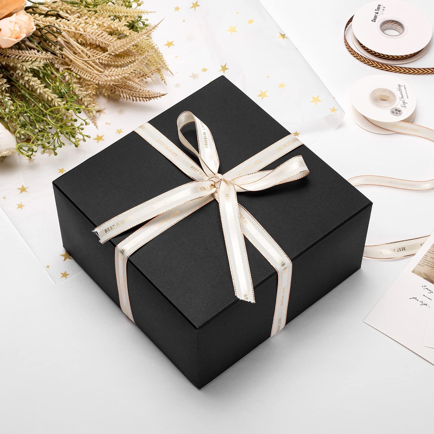 Mcfleet Black Gift Boxes with Lids 8x8x4 Inches 10 Pack Groomsmen Proposal Cardboard Craft Small Gift Box for Christmas, Wedding, Graduation, Holiday, Birthday Presents Packaging