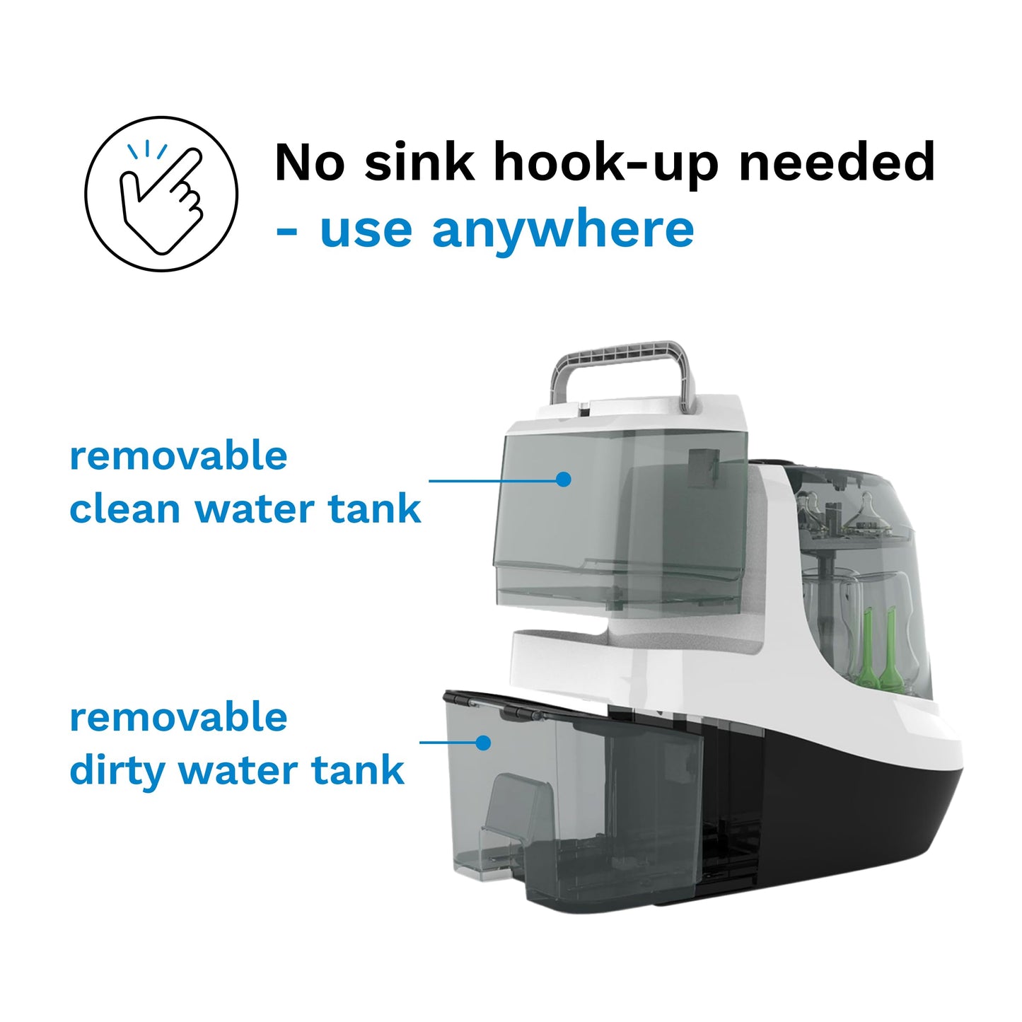 Baby Brezza Baby Bottle Washer Pro - Clinically Proven Better Cleaning - Washer, Sterilizer + Dryer In One Appliance for Essentials like Bottles + Pump Parts – Machine Replaces Brushes + Racks