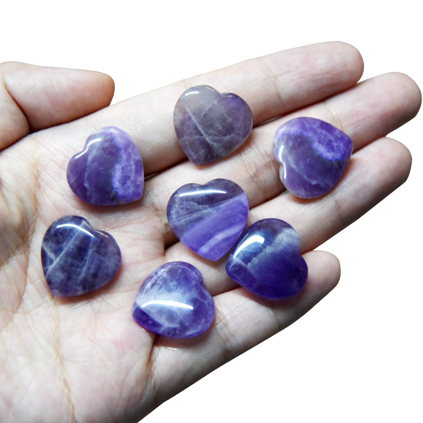 Marrywindix 15 Packs 0.8 Inch Healing Crystal Natural Heart Love Carved Palm Worry Stone Chakra Reiki Balancing