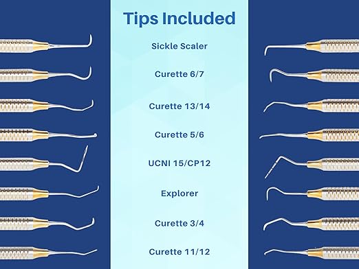 ARTMAN INSTRUMENTS Dental Hygienist Tool Kit (10 PCs) – Includes Mirror, Probe, Tweezer, Scalers, Pocket Probe, Curettes – Prophylaxis Teeth Cleaning Set, Autoclavable, with Sterilization Cassette