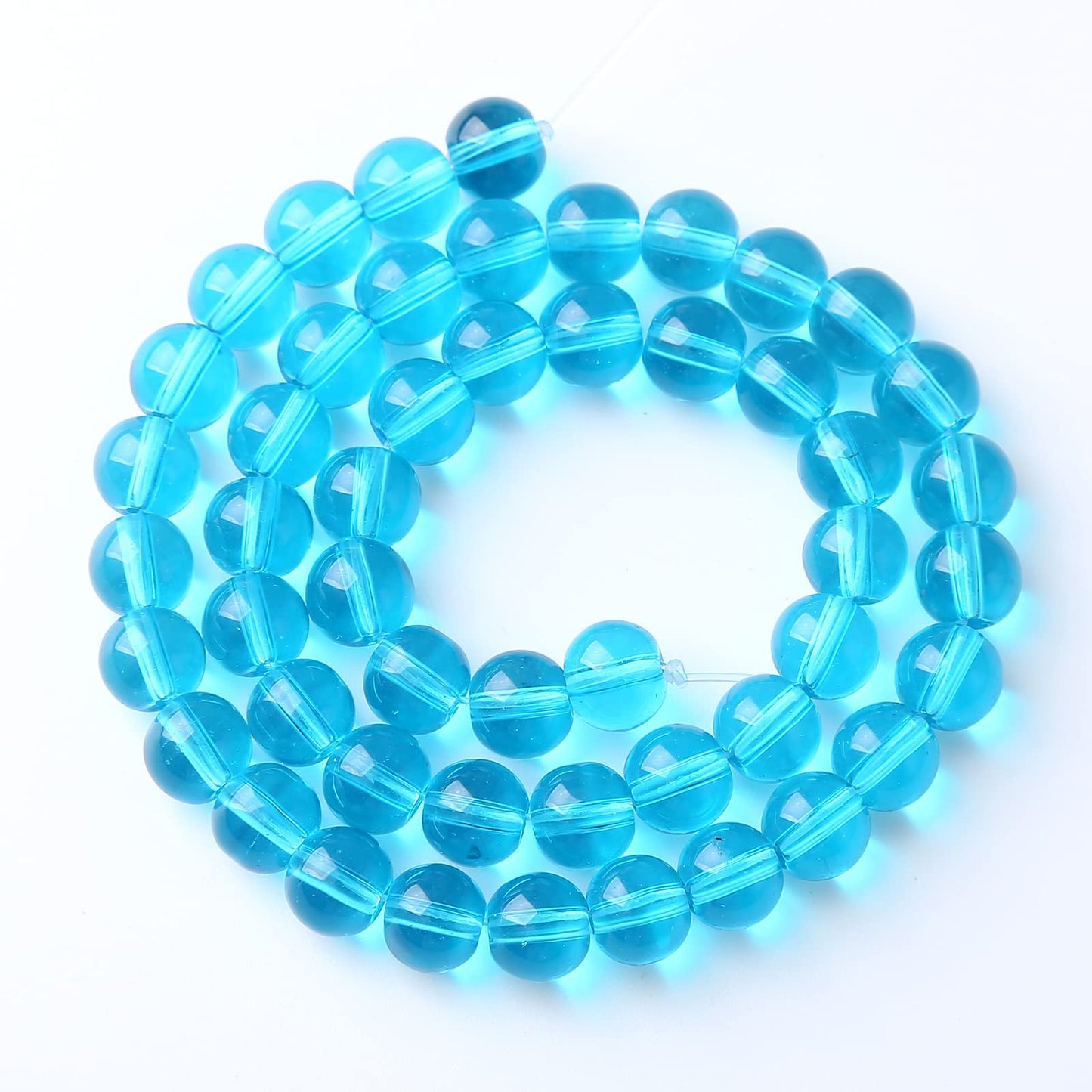 8MM 46PCS Light Blue Glass Spacer Loose Beads for Jewelry Making DIY Bracelet Necklace
