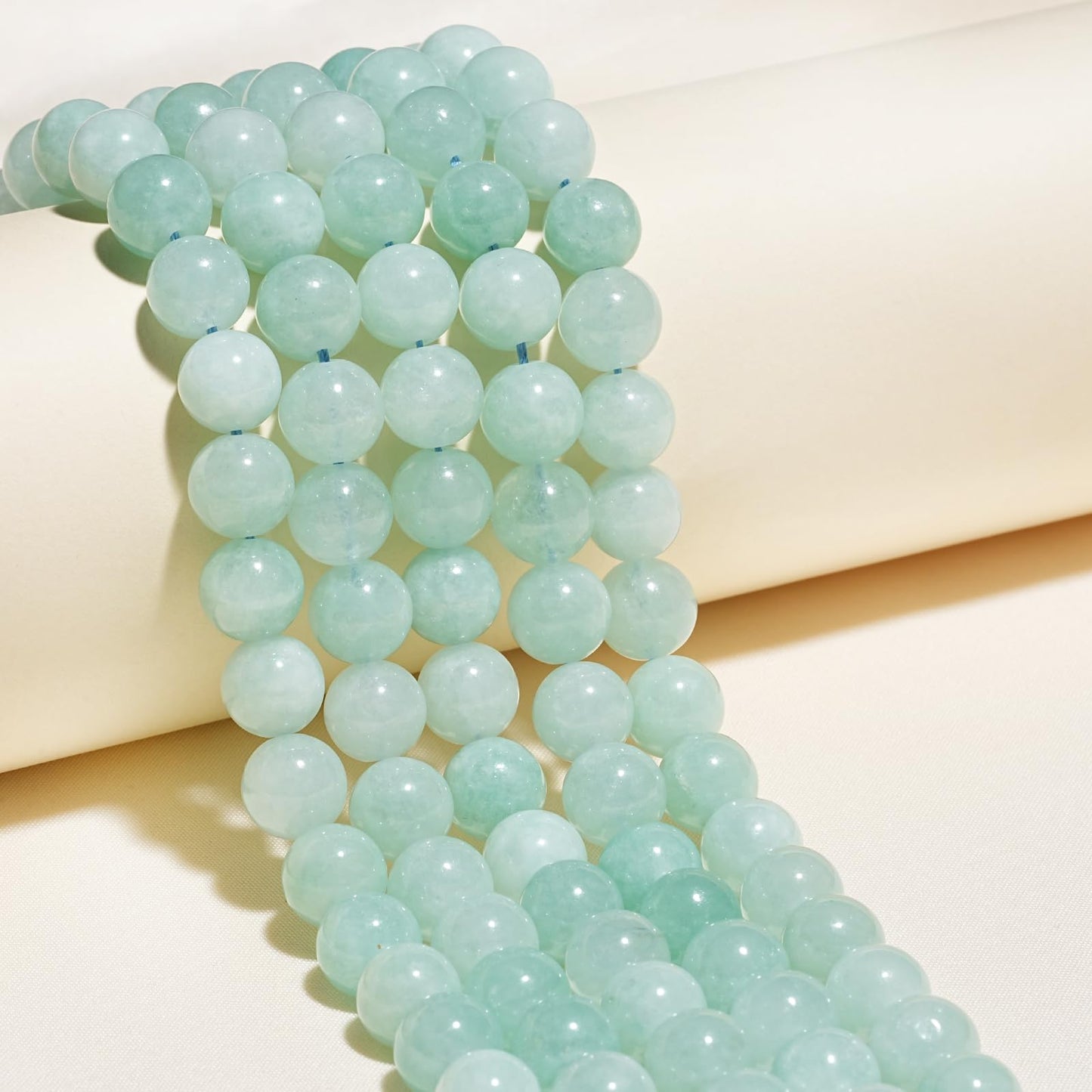 8mm Natural Cyan Angelite Gemstone Beads Polished Round Smooth Stone Beads for Bracelets Jewelry Making 15inch Loose Beads