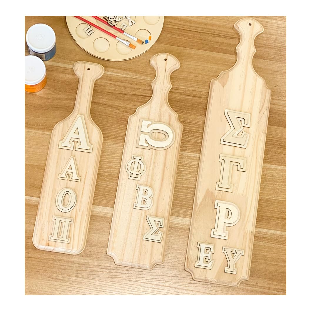 3 Inch 64 Pieces Unfinished Wooden Greek Letters Double-Layered Blank Wood Greek Alphabets for Paddles Crafts/Sorority/Fraternity/DIY Project/Learning/Wall Decor
