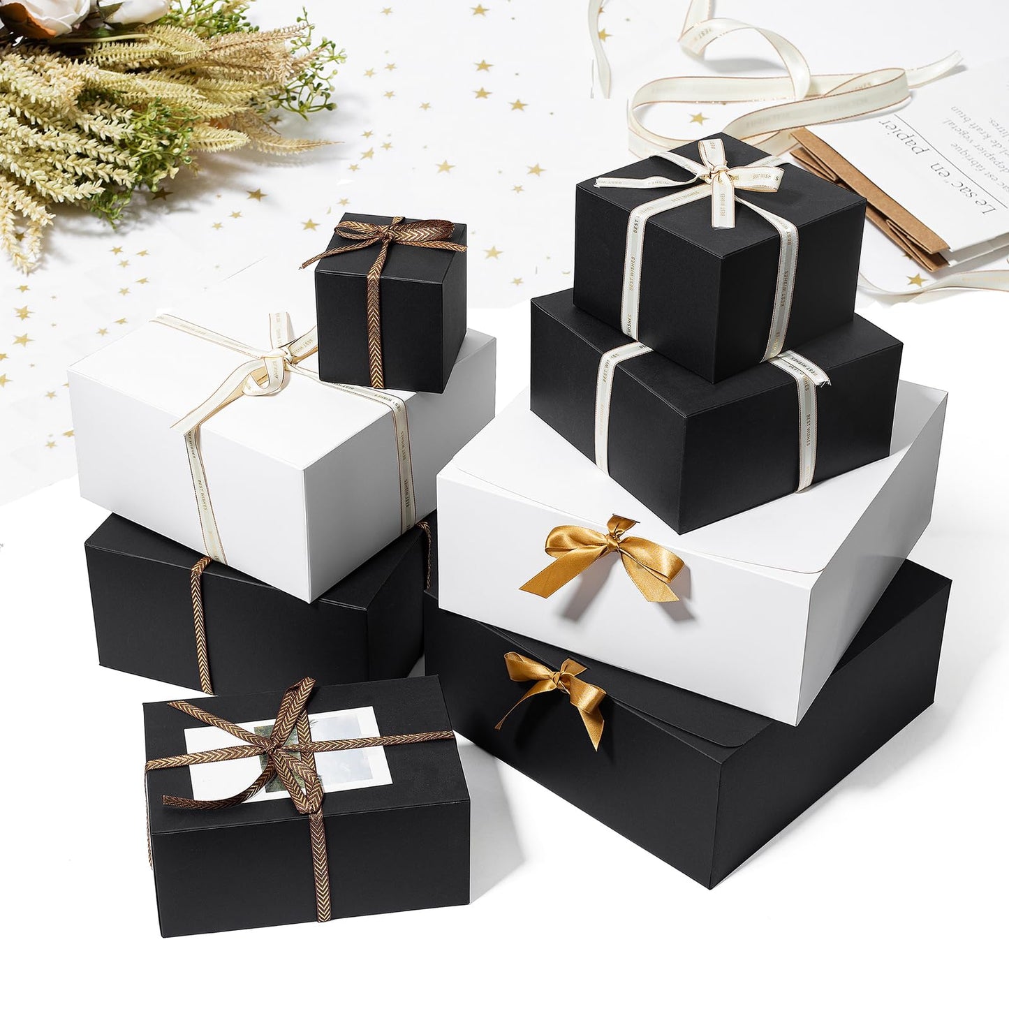 Mcfleet Black Gift Boxes with Lids 12x12x5 Inches 10 Pack Groomsmen Proposal Boxes Cardboard Gift Box for Presents, Craft Boxes for Christmas, Wedding, Graduation, Holiday, Birthday Gift Packaging
