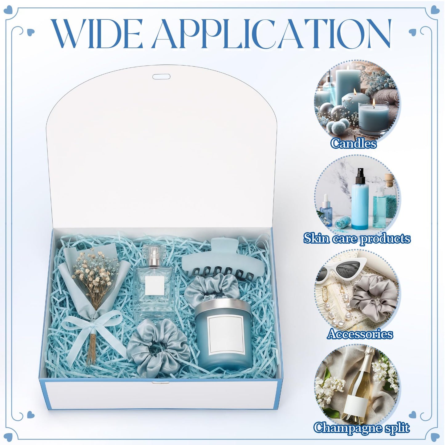 Silkfly 12 Pcs Bridesmaid Proposal Box with Ribbon, 10.6 x 8 x 3.15 Inch Gift Boxes with Lids Paper Gift Boxes for Wedding Baby Shower Birthday Party Present Packaging(White,Blue)