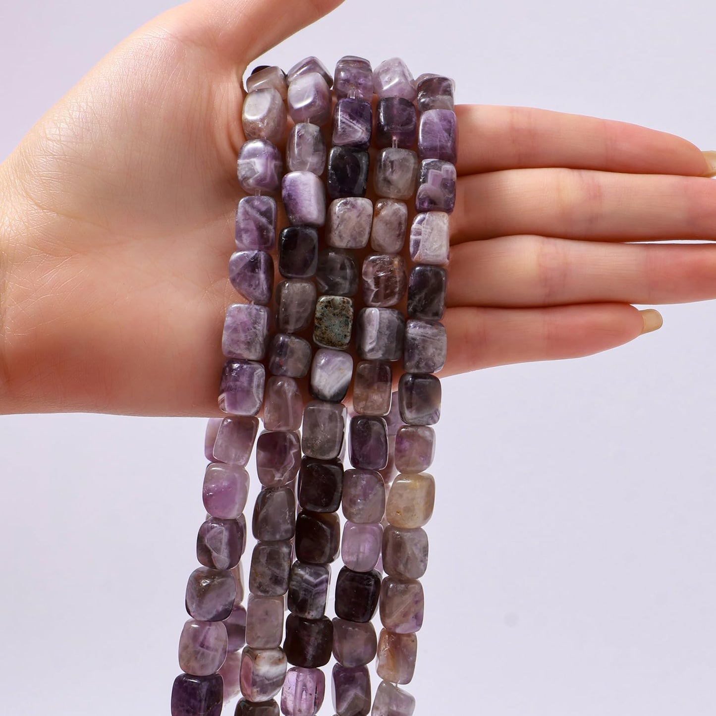 Natural Large AmethystCube Stone Beads 8x11mm 38cm/str Loose Semi Gemstone Stone Square Beads for Making Bracelets Necklace