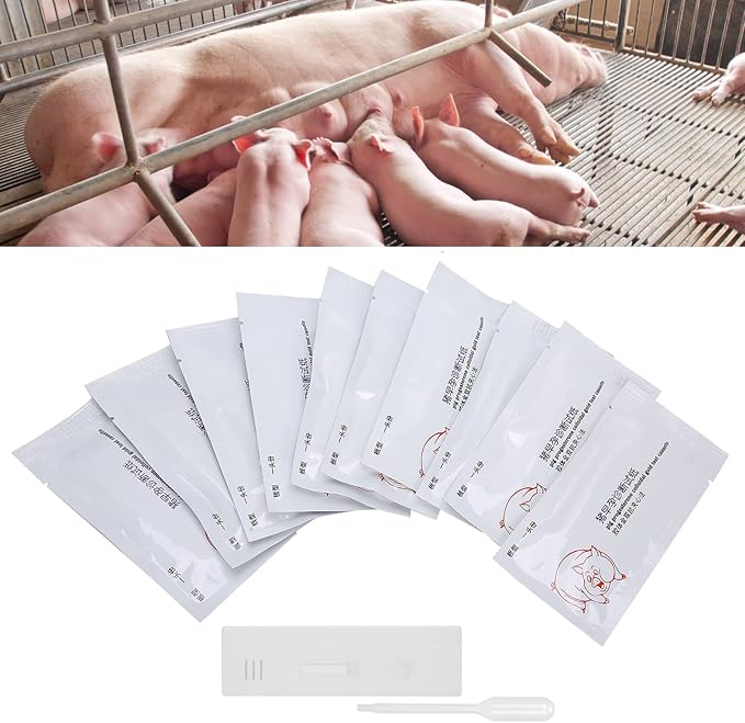 Pig Pregnancy Test Strip, Pack of 10 Disposable Pig Pregnancy Test Strip Early Pregnant Detection Testing Tool Veterinary Equipment Livestock Supply for Pig Early Pregnancy Testing