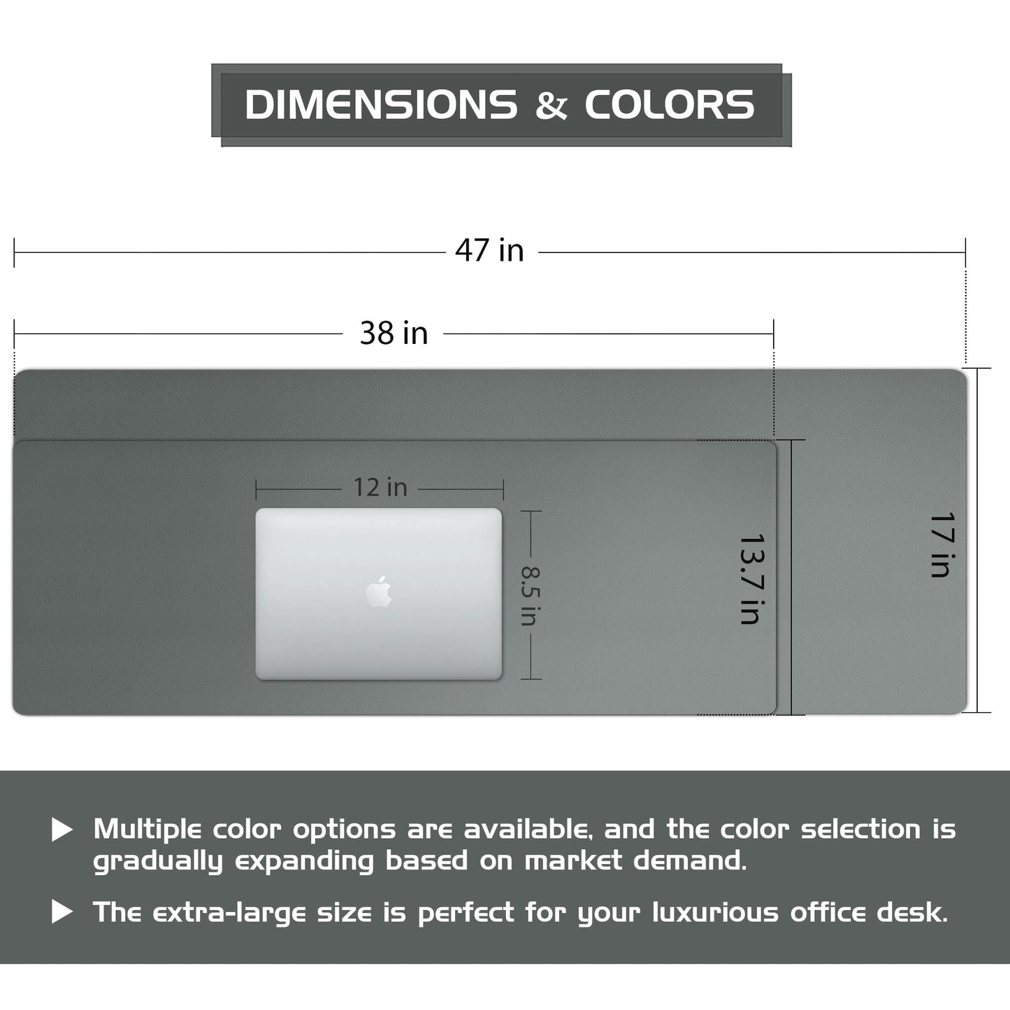 Aothia Leather Desk Pad Protector - Large Mouse Pad, Office Mat, Non-Slip PU Leather Blotter, Laptop Desk Pad, Waterproof Writing Pad for Office and Home (Jungle Green, 38" x 13.7")
