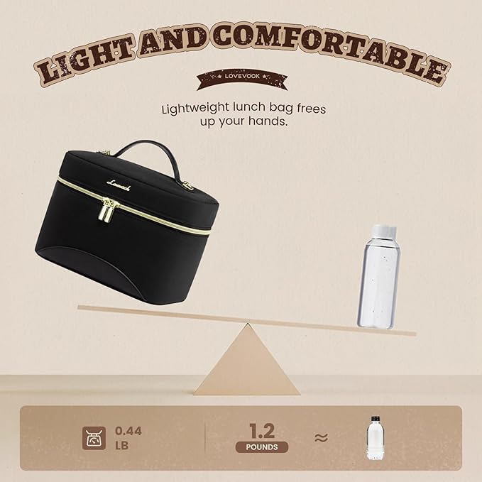 LOVEVOOK Insulated Lunch Bag for Women,Large Adult Lunch Box for Women,Leakproof Cooler Bag for Office Picnic Hiking Beach,Lunch Tote Bag with Adjustable Shoulder Strap
