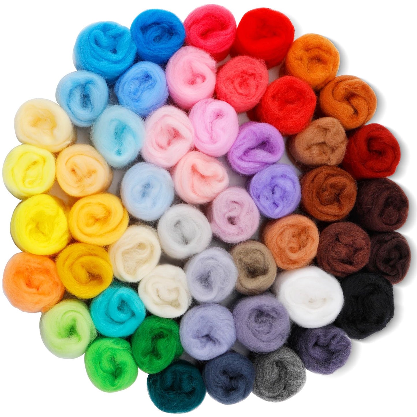 IMZAY 50 Colors 5.4 Oz Needle Felting Wool, 3g/Pack Wool Roving Yarn for Beginners, Fiber Wool Roving for DIY Hand Spinning, Felting Crafts, Needle Felt Roving DIY Craft, Black/White 5g Each