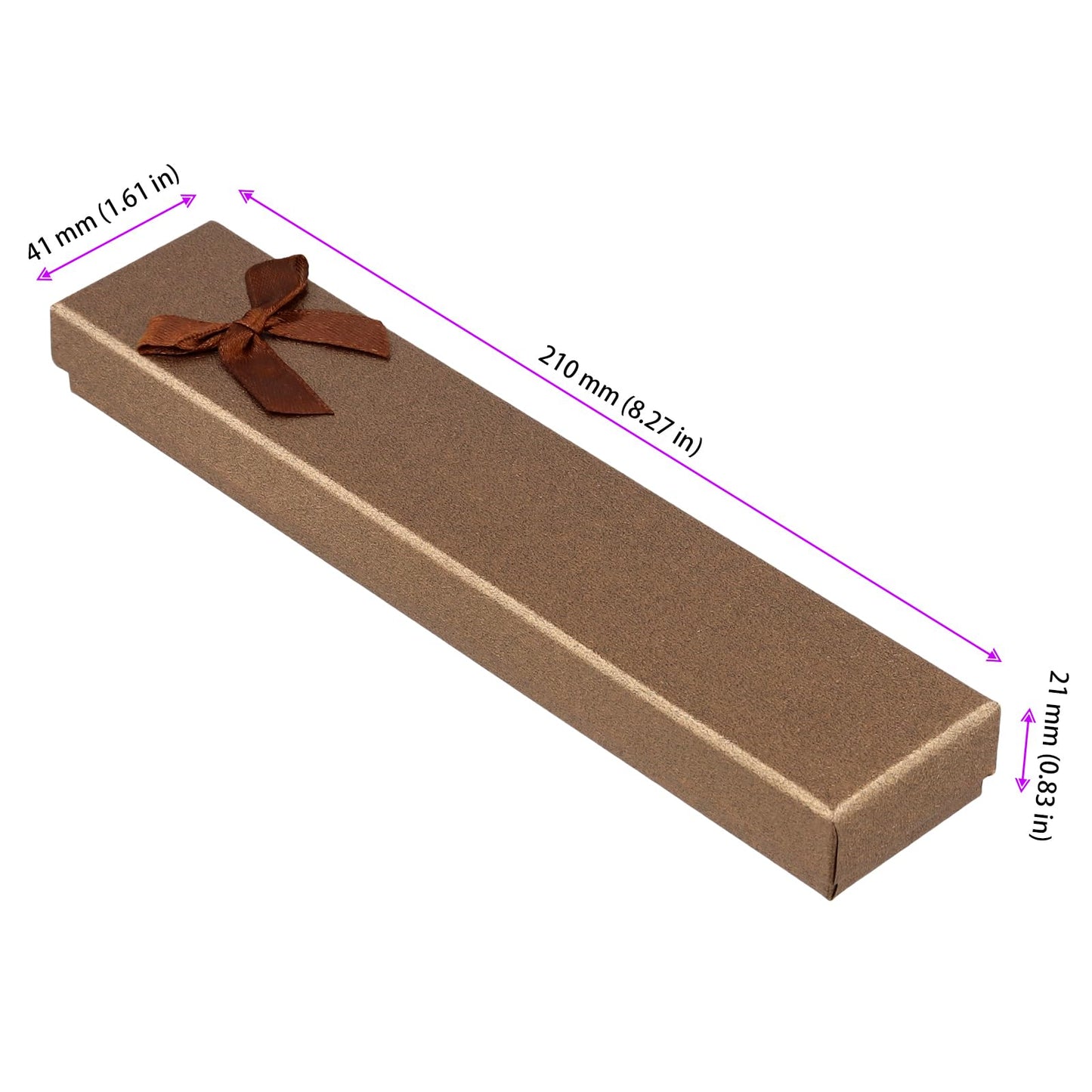 PINGEUI 50 PCS Empty Pen Gift Boxes, Brown Cardboard Pen Case Presentation Box, Jewelry Display Boxes with Bow Decor for Business Birthday Office Supplies