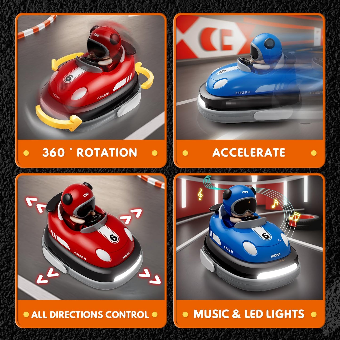 2-Player Battle 2-5 rc Car toddler Boys Children's Day Toy | Cartoon Remote Control Bumper Cars With Light & Sound – Racing Set (Drift + Collision Modes) | 360° Spinning | Rechargeable Kids’ Race Cars