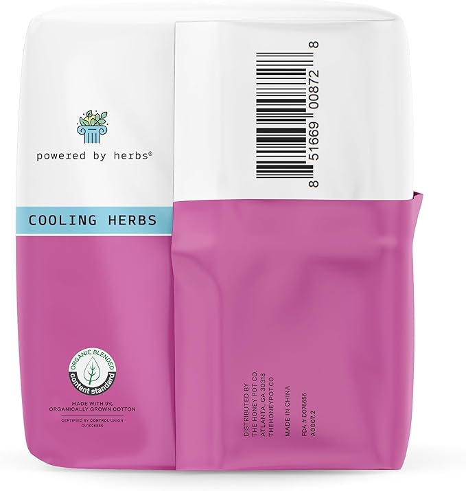 The Honey Pot Company - Herbal Sanitary Pads for Women - Regular Flow w/Wings - Infused w/Essential Oils for Cooling Effect & Organic Cotton Cover - Feminine Care - FSA & HSA - 20 ct