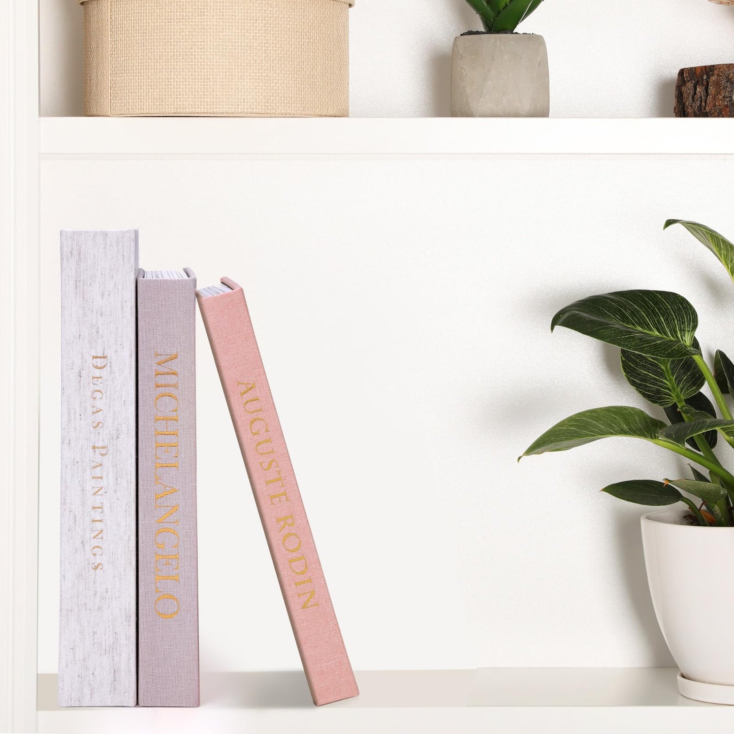 XKDOUS Set of 3 Linen Decorative Books with Gold Foil Cover Faux Book Storage Box for Coffee Table, Bathroom Shelf & Home Decor