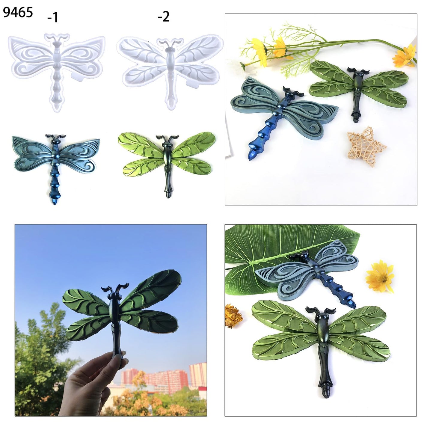 3D Dragonfly Wall Decor Silicone Mold Set, Resin Casting Molds for DIY Crafts, Home Decoration, 3 Pieces Resin Casting molds for Dragonfly handicrafts