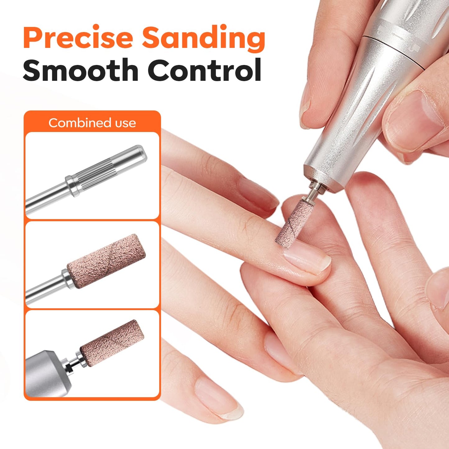 Modelones Sanding Bands for Nail Drill, 200 Pcs Mini Small Nail Sanding Bands, Mix 80 120 180 240 Fine Grit File Sanding Bands with 3.1mm Mandrel Bit for Acrylic Nails Gel Manicures, White Purple Pink