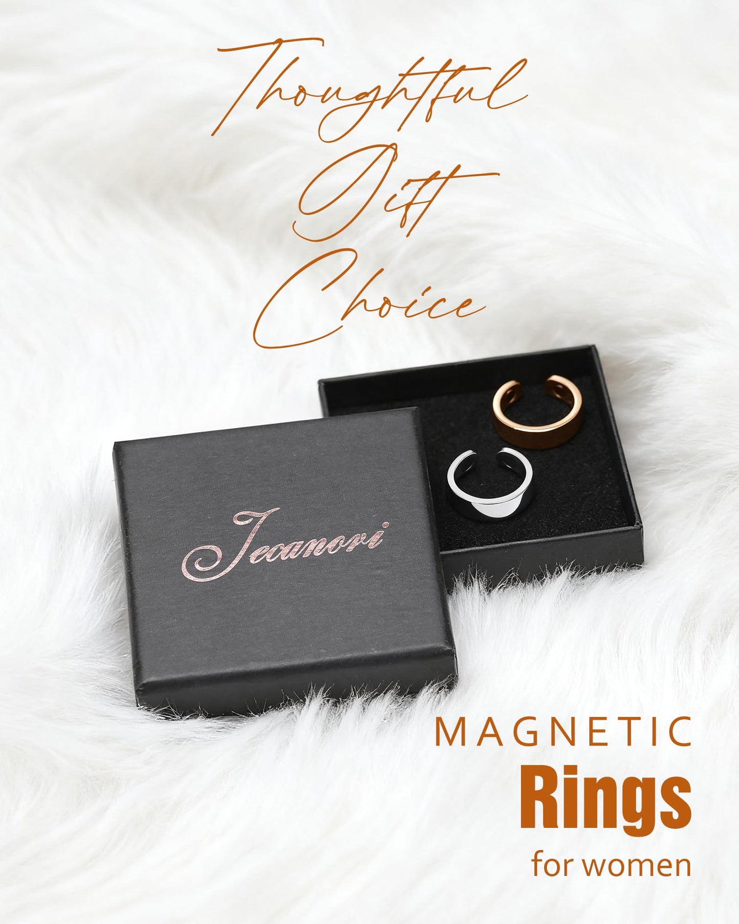 Jecanori Magnetic Rings for Women,Adjustable Stainless Steel Jewelry,Ideal Gift for Women