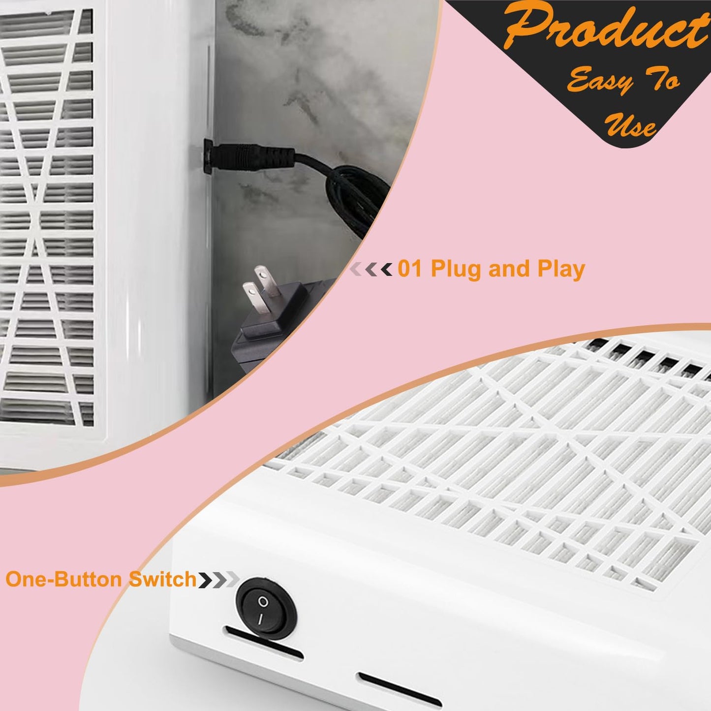 ibubu Nail Dust Collector Machine Professional Manicure Nails Dust Vacuum Cleaner Fan Nail Salon Dust Extractor 80w Powerful Nail Vacuum Dust Collector with Multiple Tool Kits Low Noise White