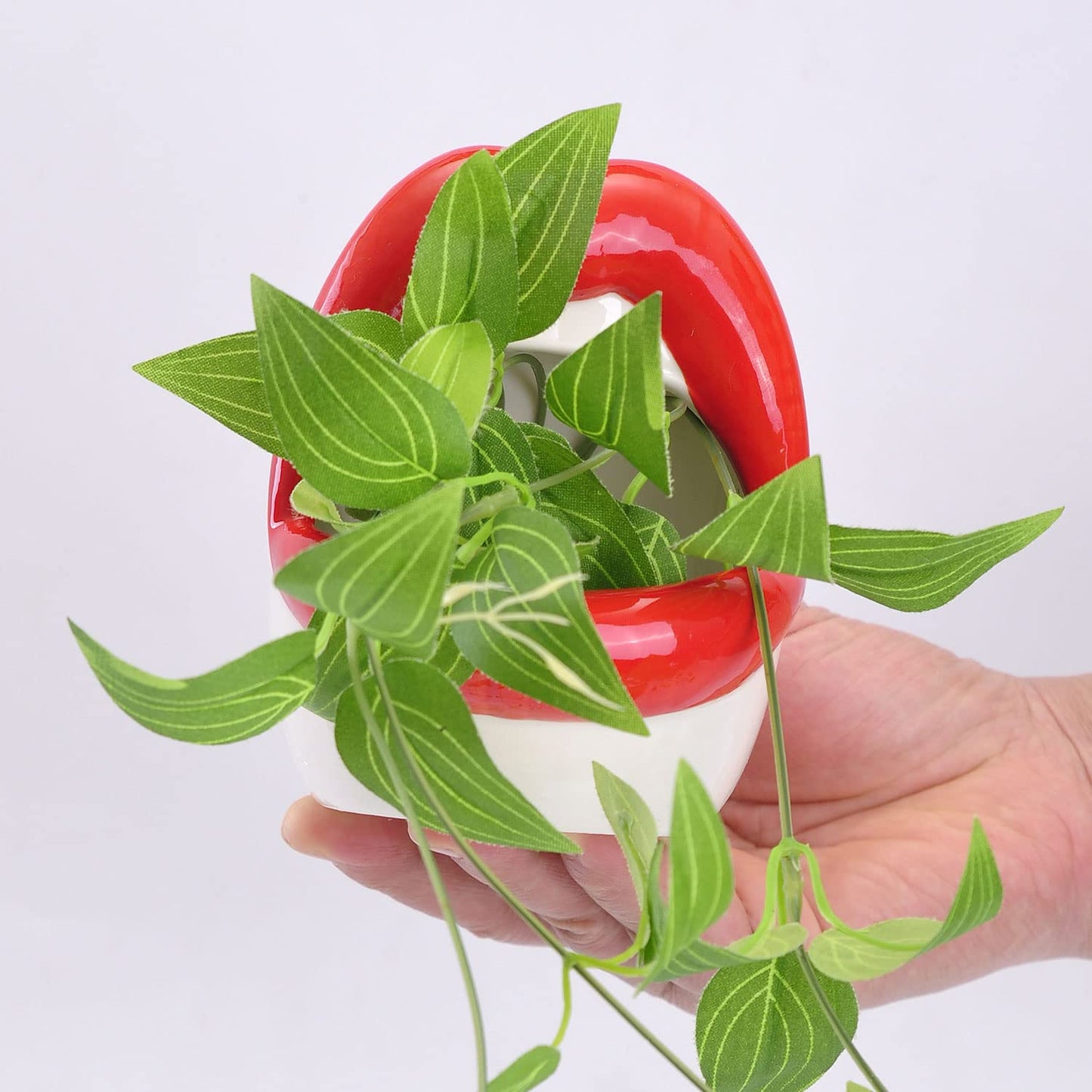 WHJY Sexy Lips Planter Pot, Ceramic Succulent Planter - Red