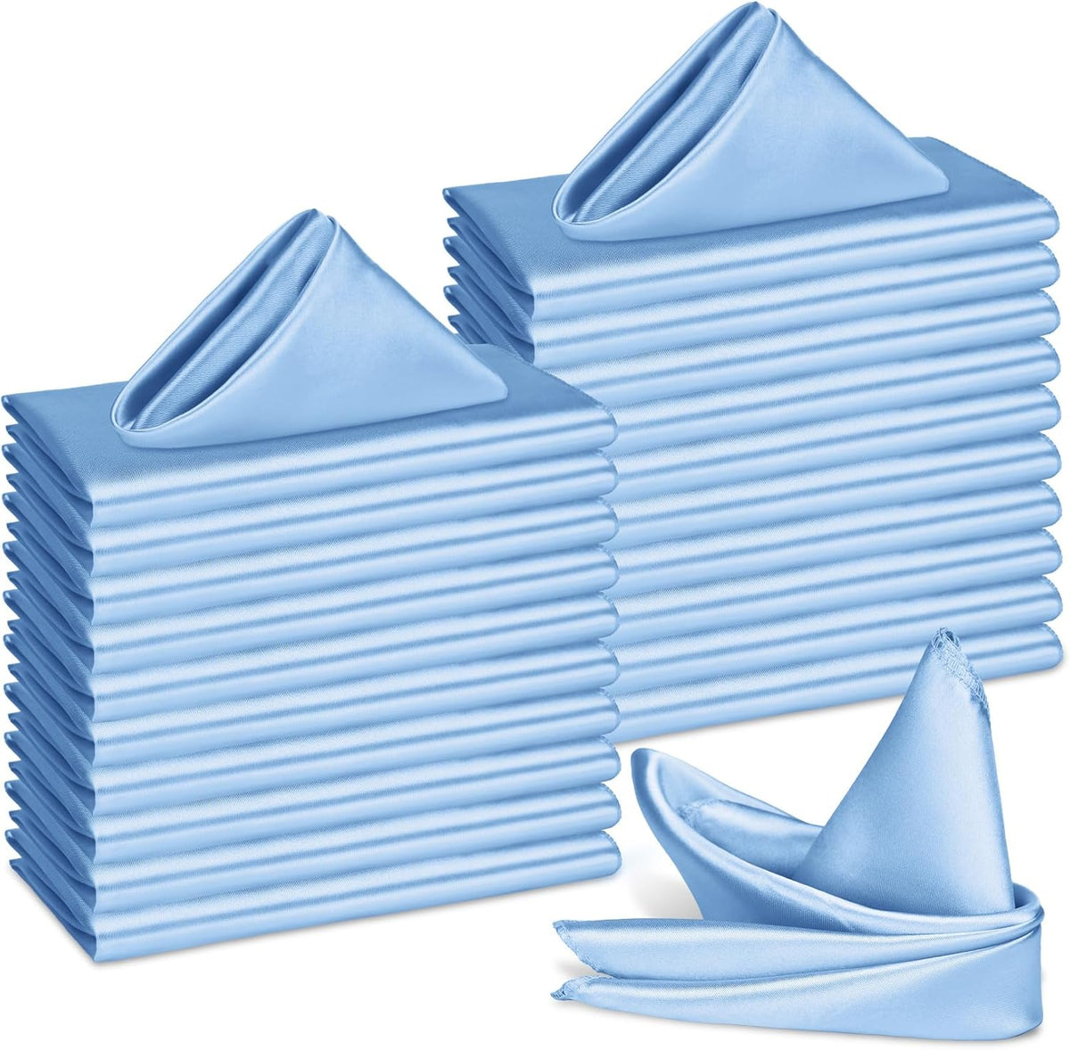 Bailarina 120 Pack Blue Mist Satin Napkins,17x17 Inches Wedding Napkins Square Soft Silky Table Napkins Bulk Decorative Elegant Cloth Napkin for Party Decoration, Banquet,Wedding,Graduation