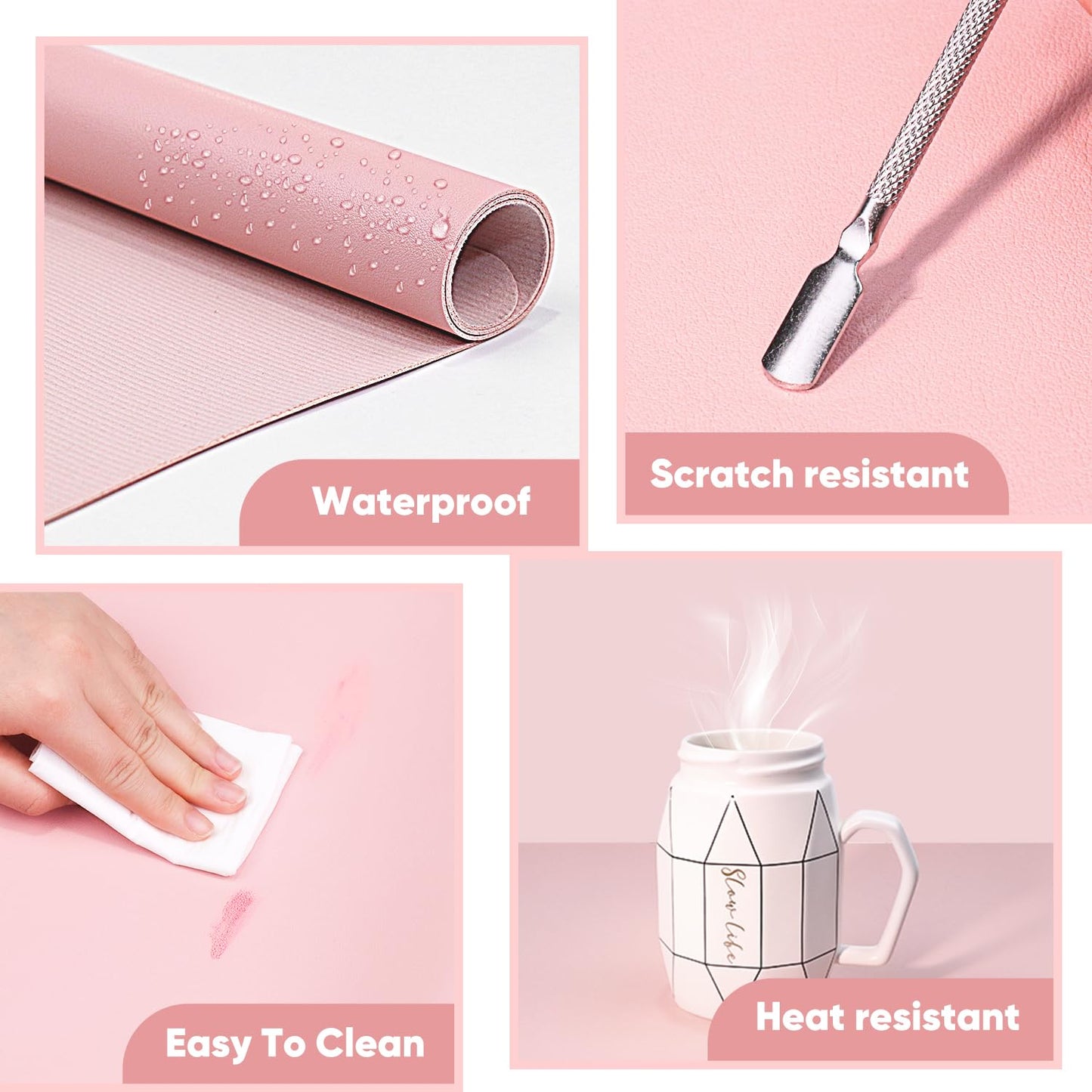 Subay Nail Art Table Mat Nail Arm Rest(Nail Hand Rest *1 & Nail Mat *1), Foldable PU Leather Nail Hand Rest for Acrylic Nails Cushion Hand Holder