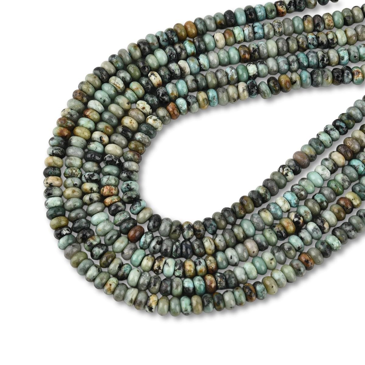 160pcs 4x2mm Natural African Turquoise Disk Rondelle Spacer Semi Precious Gemstone Loose Stone Beads for Jewelry Making 15 Inch