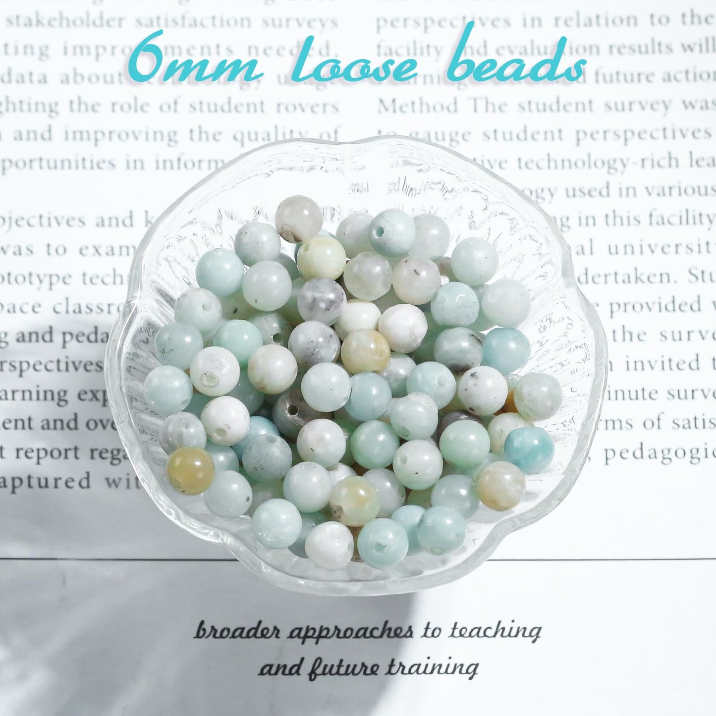 6mm Natural Gemstone Round Amazonite Loose Beads for Jewelry Making Bracelets Necklace Earrings Art Craft (60-62pcs/strand)