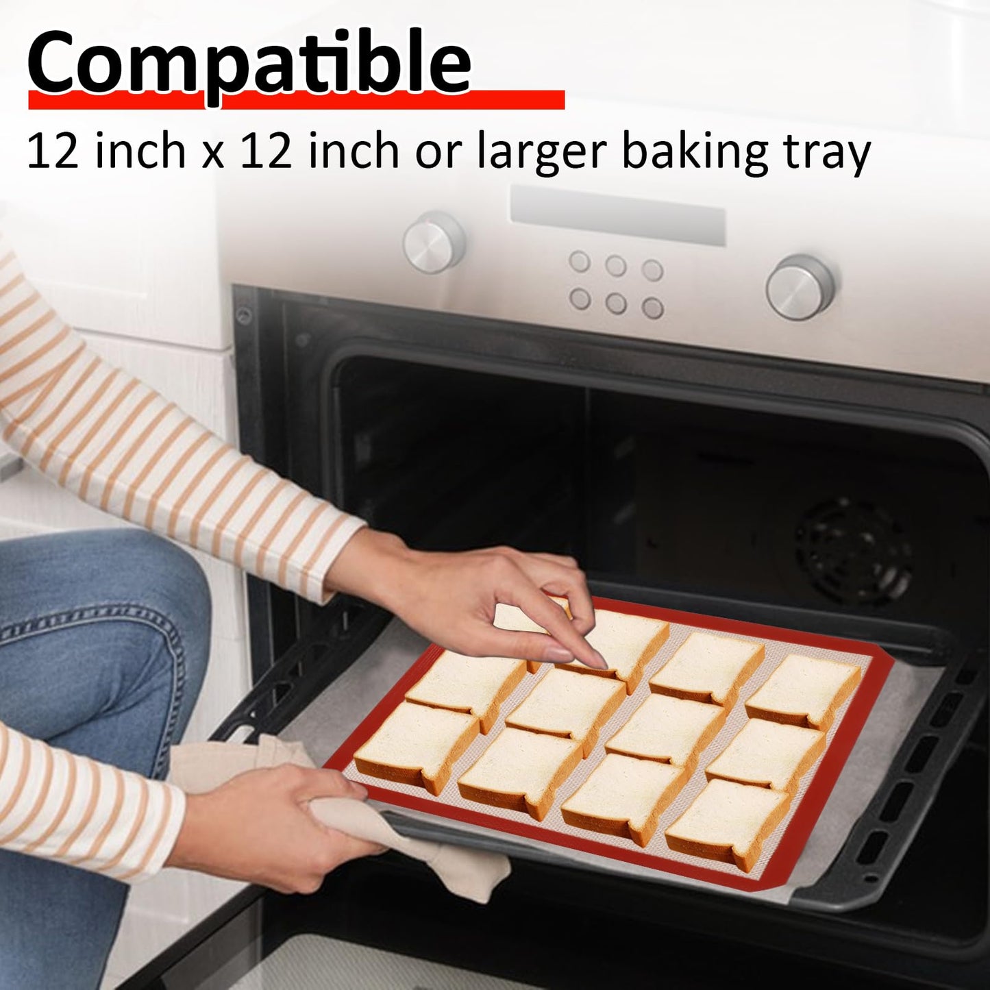 4 Pack 12" x 12" Reusable Silicone Baking Mat for 12 Inch Cake Pan/12x12 Cheesecake Pan/Toaster Oven/XL Air Fryer,12" Food Grade Silicone Mat for Baking Sheet, Non-Stick&Reusable