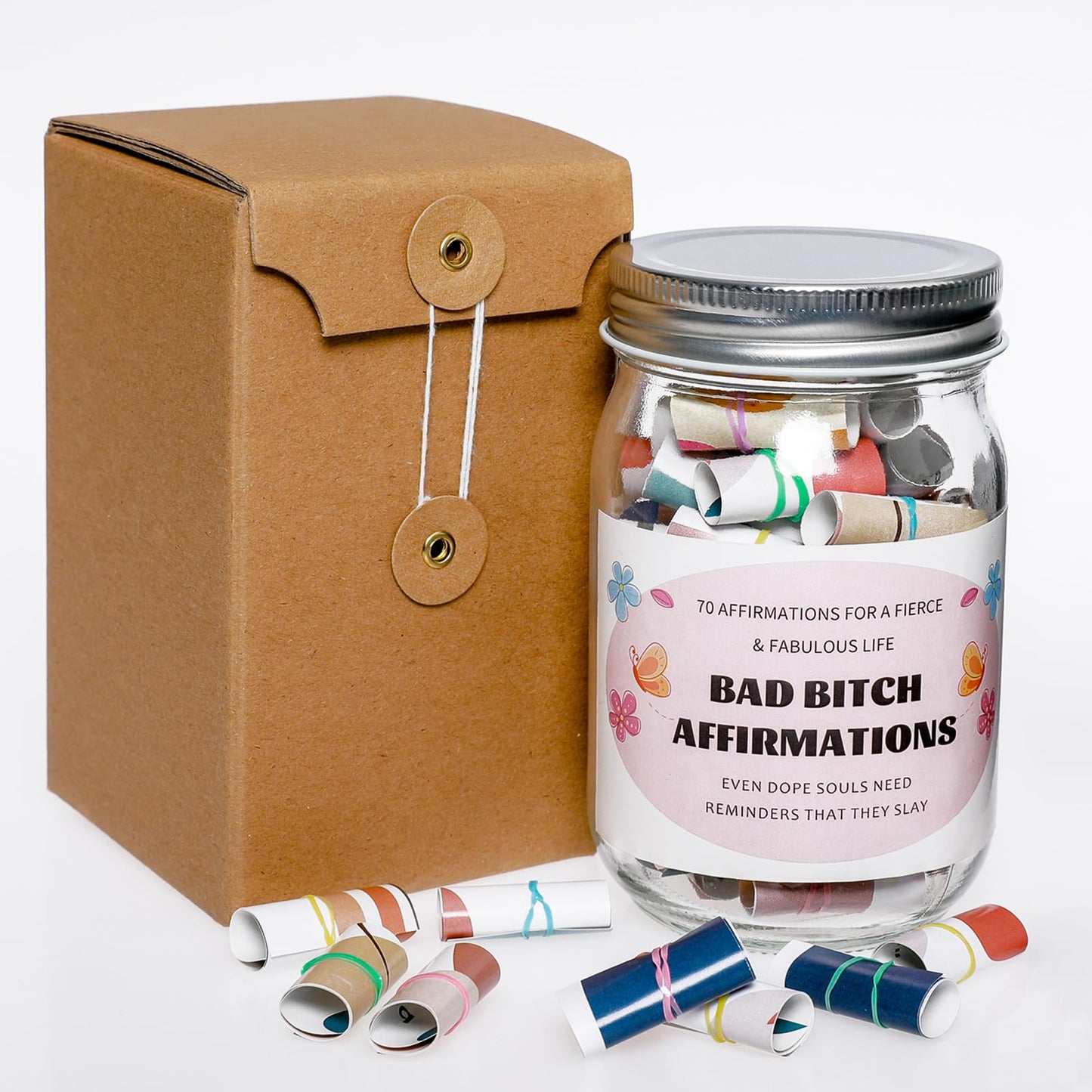 70 Positive Messages jar Funny Affirmation Jar Inspirational Reminders/Positive Jar for Women Wife Sister Friends