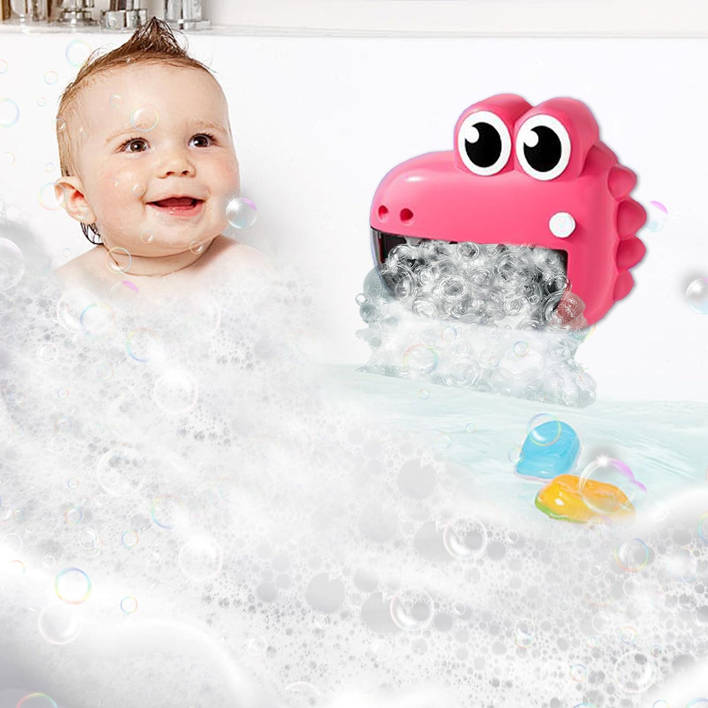 Bubble Machine for Bath Tub, 19.1x15.2x9CM Kids Bath Bubble Maker, Frog Crocodile Bathing Toys, Baths Shower Toys for Easter Basket Stuffer Bathing Entertainment for Boys Girls