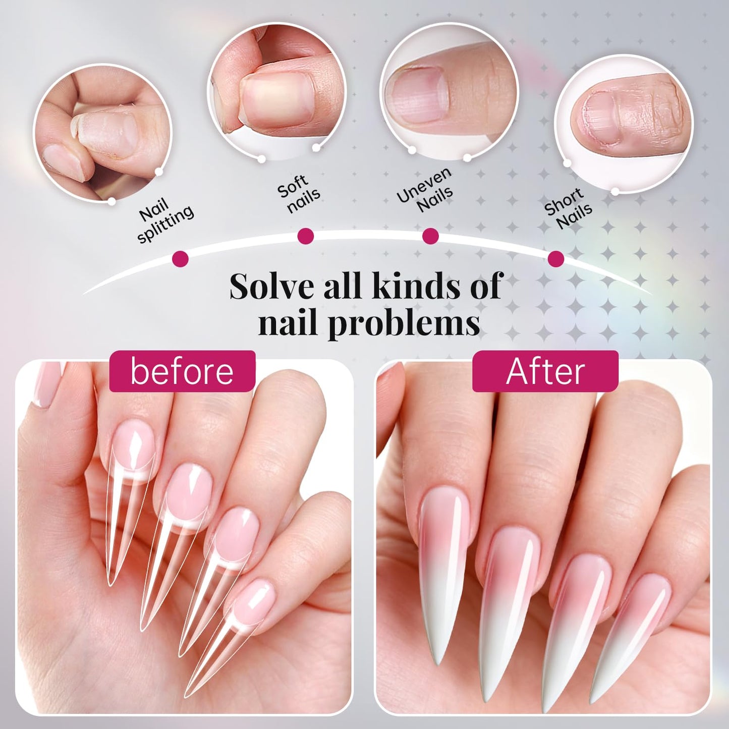 krofaue Extra Long Stiletto Nail Tips - 500PCS False Clear Nais with 10 Sizes Half Cover Pointed Press On Artificial Acrylic for Salon DIY, XL