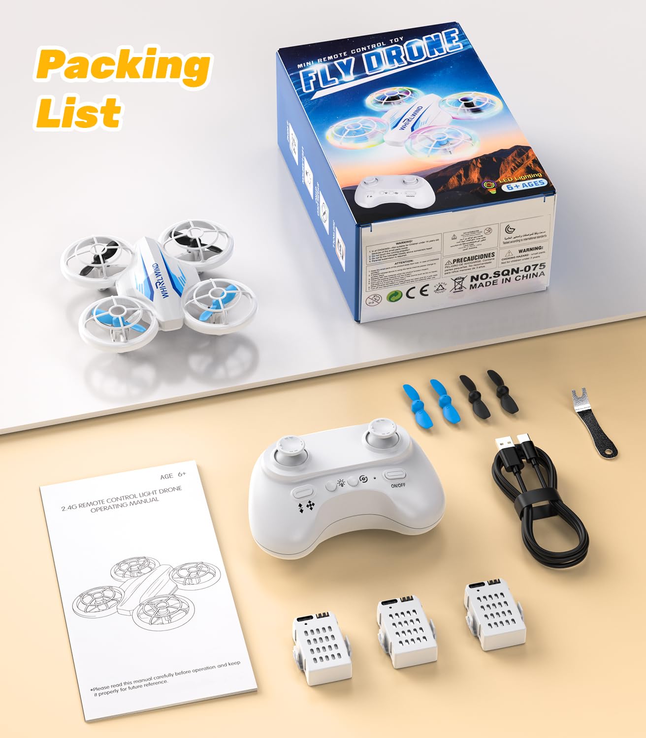 TURN RAISE Mini Drone for Kids & Beginners - RC Quadcopter with Colorful LED Lights, 360° Flips, 3 Batteries 27 Min Flight, 2 Speed Modes, One Key Take Off, Indoor Flying Toy Gift for Boys Girls