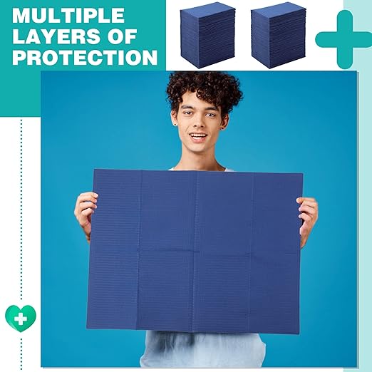Newwiee 750 Pcs Disposable Dental Bibs Bulk Waterproof Tattoo Sheet Patients for Lash Nail Art Tray Cover 13" x 18"(Blue)