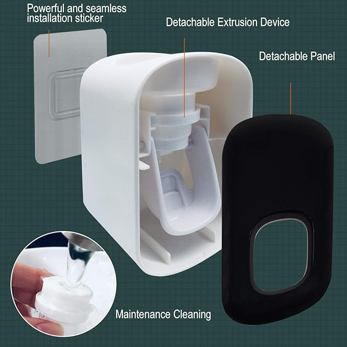 Toothpaste Dispenser,Automatic Toothpaste Squeezer Fit for Kids and Adults,Hands Free Wall Mounted Toothpaste Holder With Self-stick Sticker,Punch-Free Toothpaste Squeezer For Famliy Washroom(Gray)