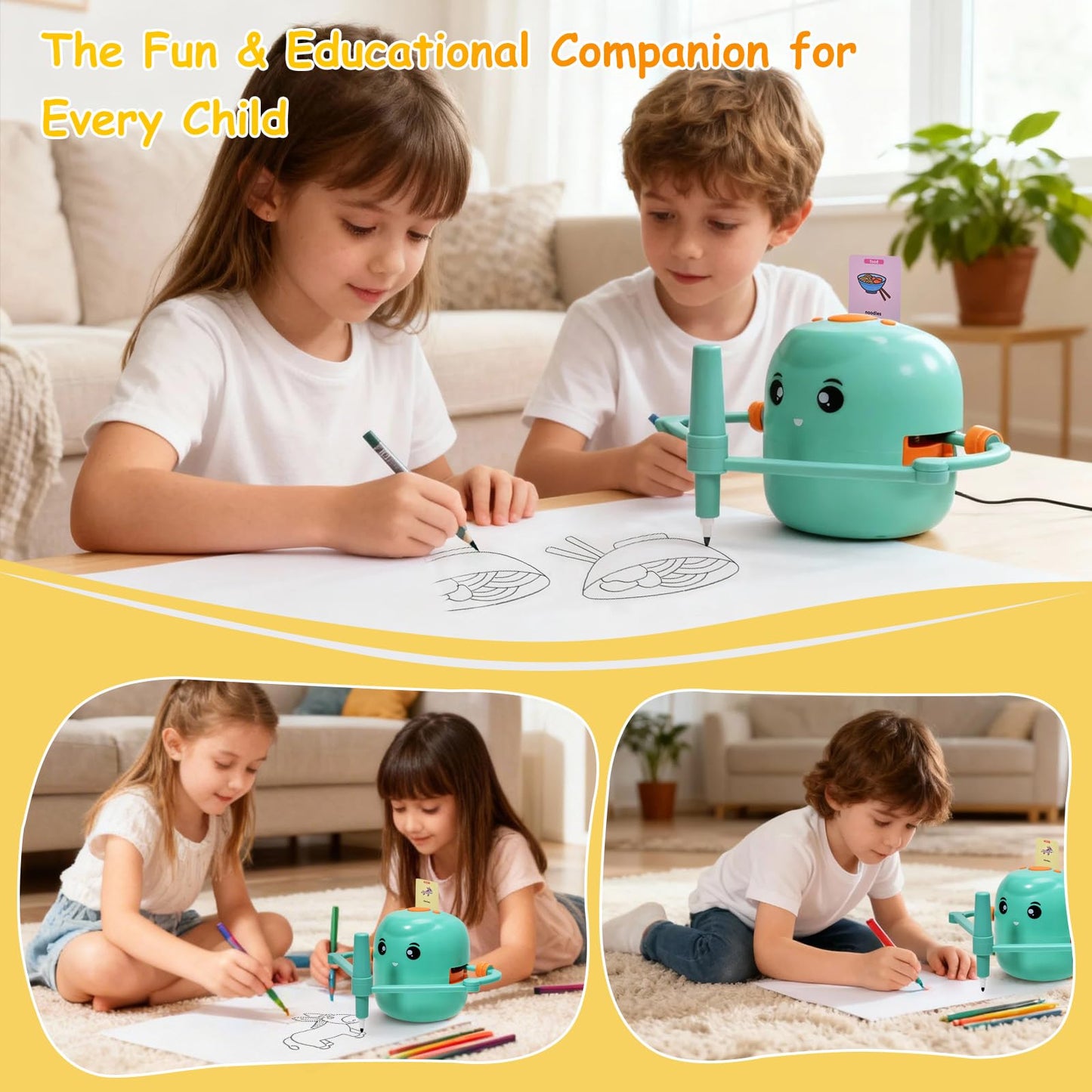 Drawing Robot for Kids, Voice Interactive Educational Drawing Machine with 150 Drawing Cards, Montessori Learning Toys for Kids Ages 3-8, for Boys & Girls (Green)