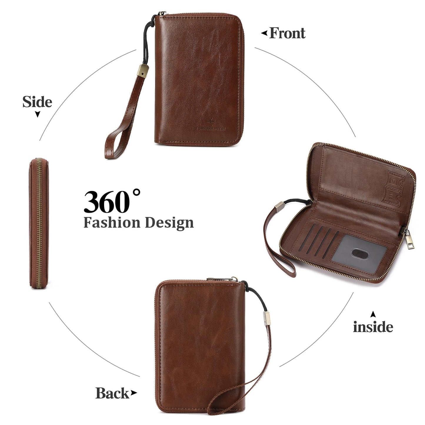 LEEXTON RFID Blocking Passport Holder for Wallet,with Zipper Travel Wallet Credit Cards Case Women Men Passport Cover Wallet