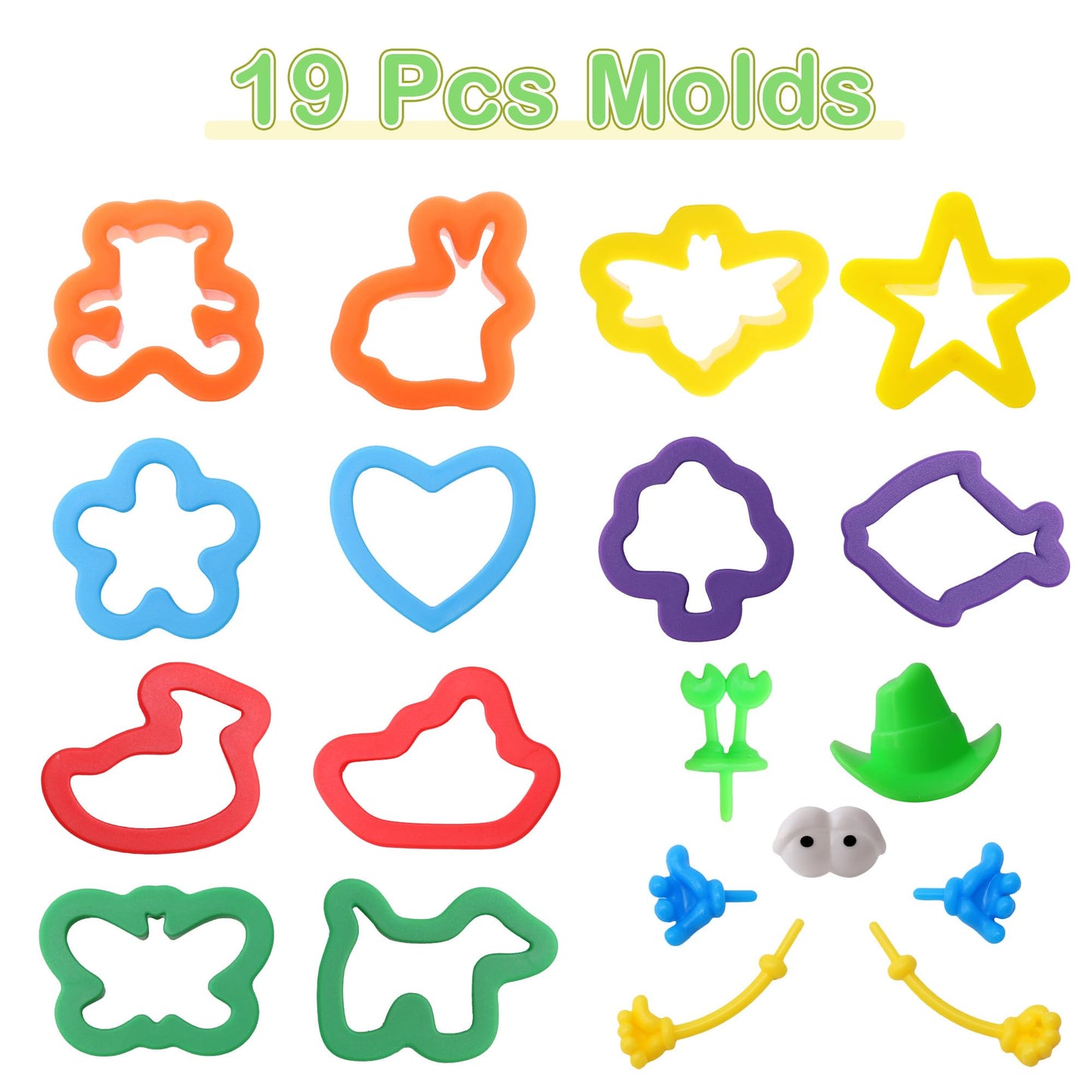 Dough Tools Set for Kids Ages 2-4, 25pc Creative Play Accessories with Molds and Cutters, Non-Toxic Modeling Clay Toys for Toddlers Sensory Activities