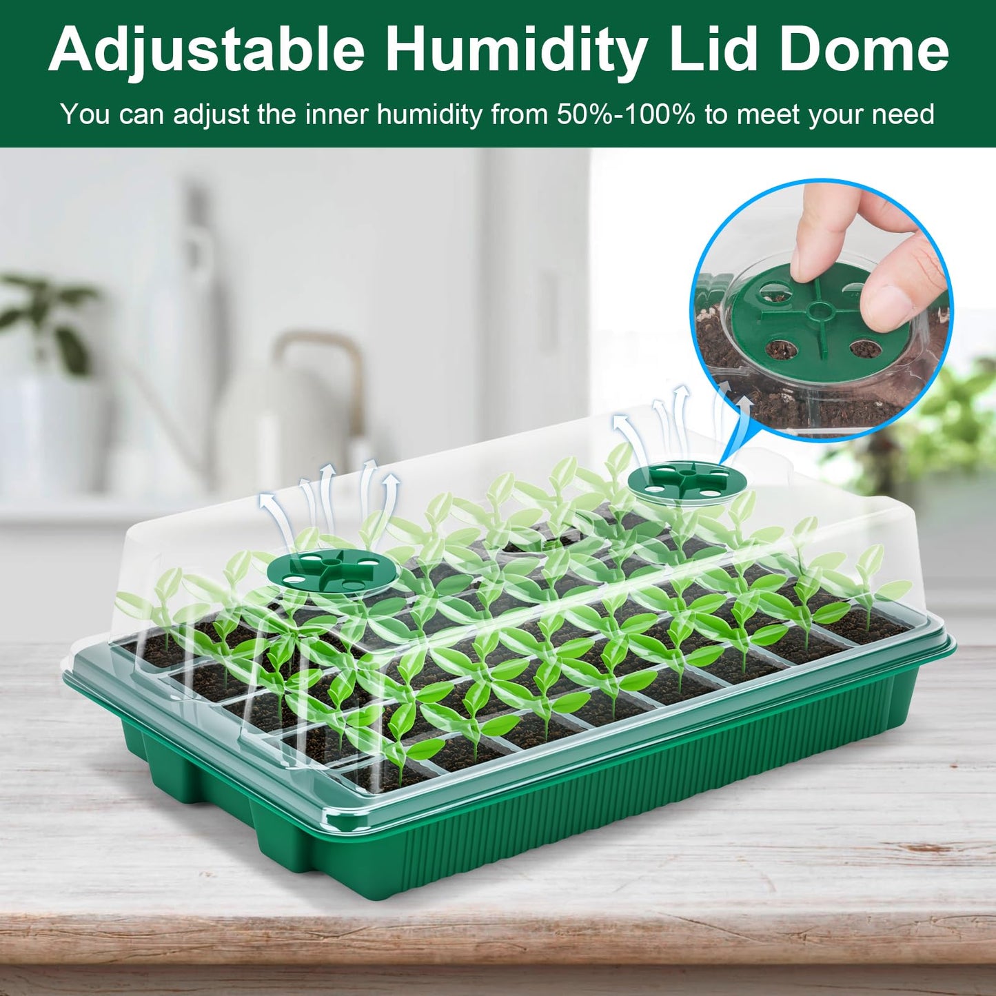 5 Pack Seed Starter Tray Seed Starter Kit (200 Cells Total Tray) with Adjustable Humidity Dome, Plant Germination Trays, Seed Starting Trays Mini Greenhouse Germination Kit for Seeds Growing Starting