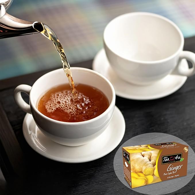 Tea4U Flavored Black Ceylon TeaBags (Ginger) - Ideal Quality from Sri Lanka's Finest Leaves and Expertly Blended - 25 Count