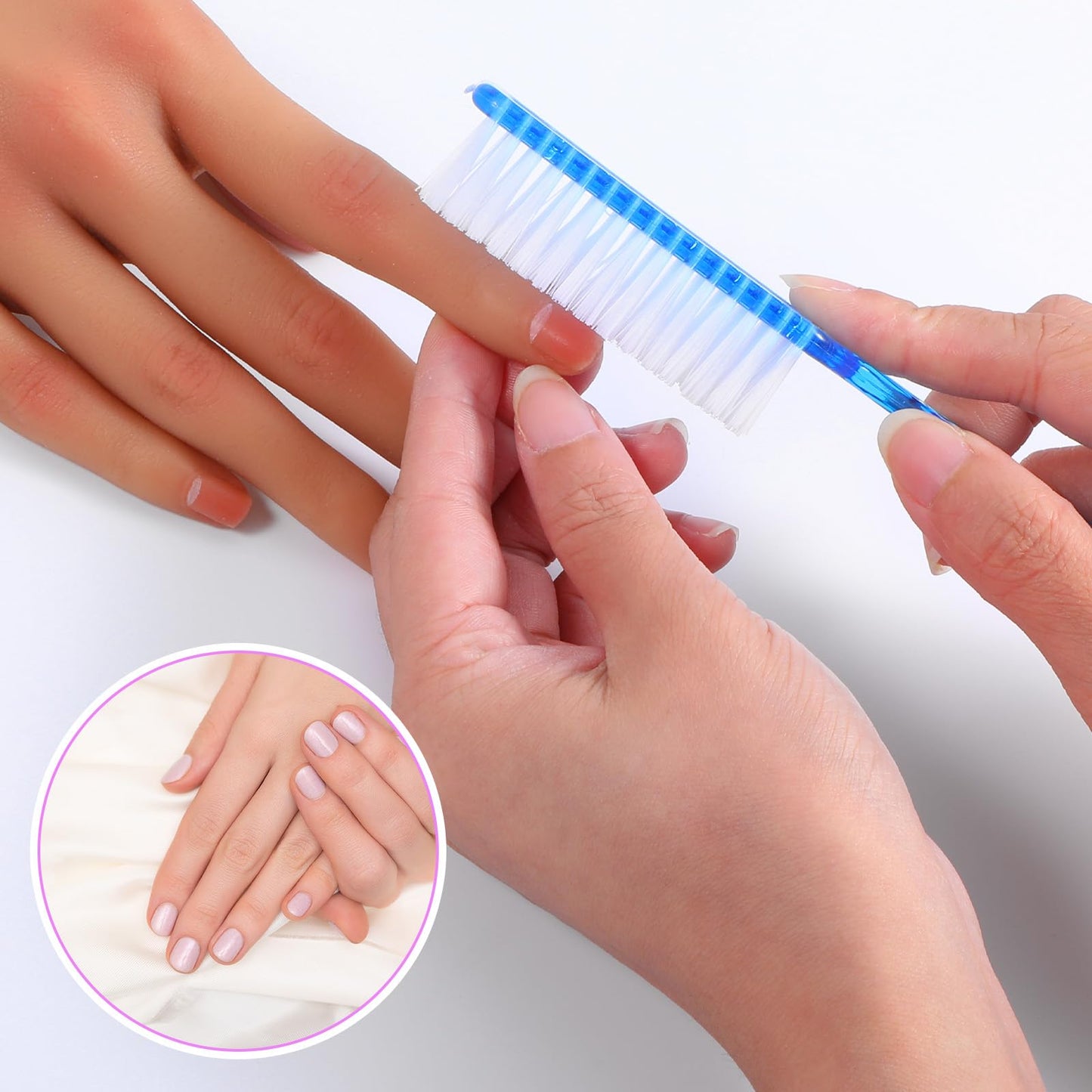50 Pcs Handle Grip Nail Scrubber Brushes, Manicure Pedicure Cleaning Brushes for Fingernails and Toes, Multi-Purpose Cleaning Tools in 5 Colors