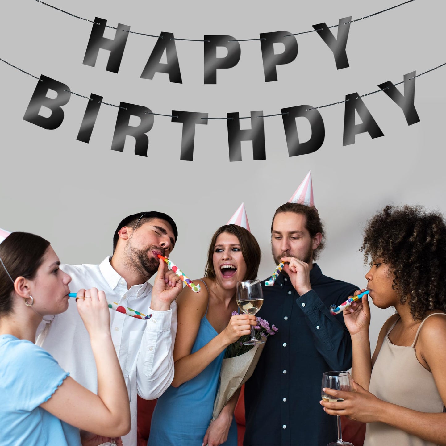 131 PCS Custom Banner DIY Letter Banners Personalized Banner for Birthday Congratulations Wedding Party Banners Black 5-inch