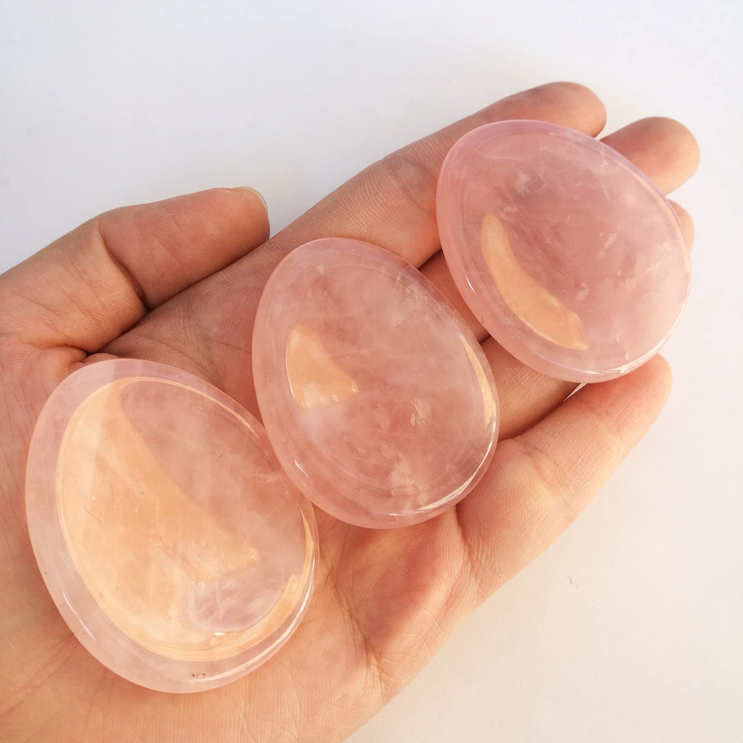 Bacatgem Natural Rose Quartz Water Drop Chakra Thumb Worry Stone,Stress Relax Healing Reiki Crystal Pocket Palm Stones