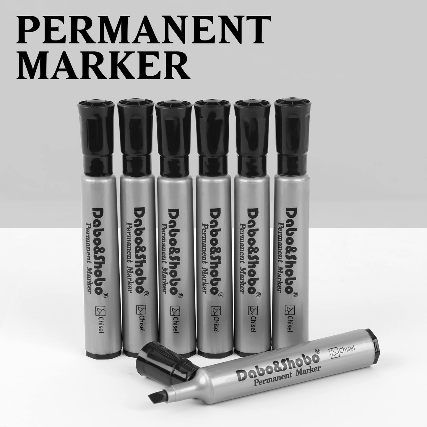 Dabo&Shobo 72 Pack Permanent Markers, Chisel Point, Quick Drying Ink, Black Permanent Markers, Works on Plastic,Wood,Stone,Metal and Glass for Doodling, Marking…