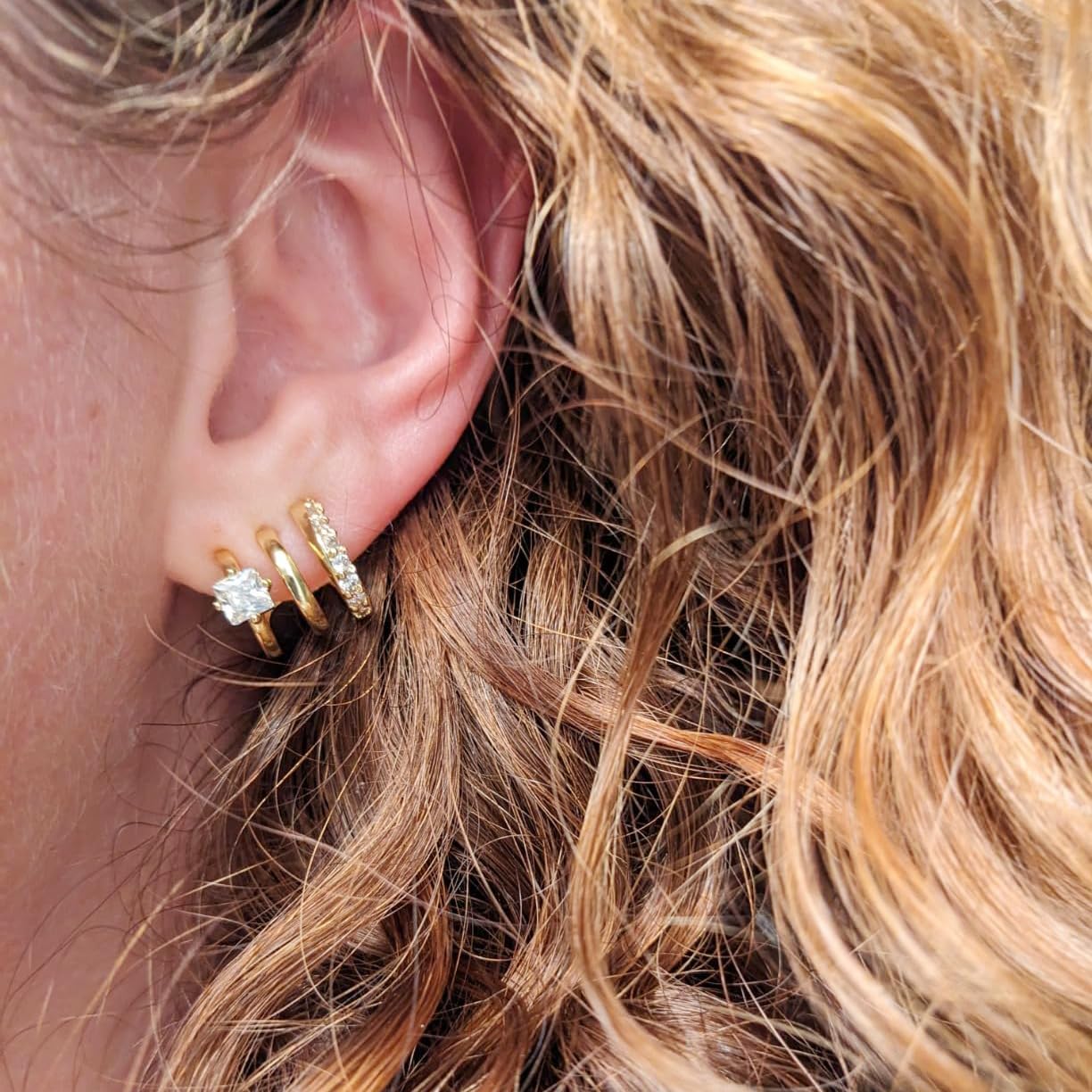 Obidos 14K Gold Plated Illusion Stud Earrings | Gold Hoop Earrings for Women