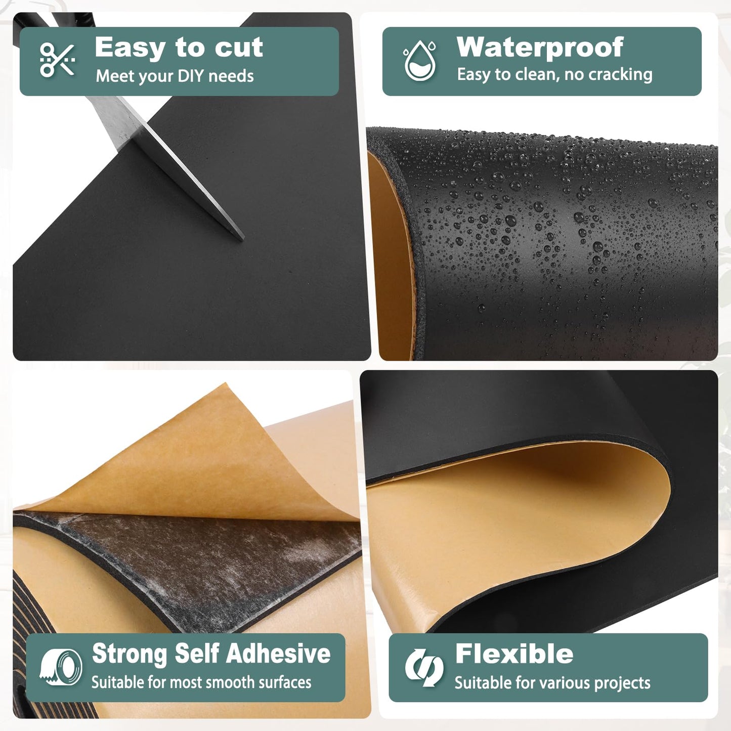 FONUNO Foam Padding Sheets with Adhesive Foam Insulation Neoprene Sheets Closed Cell Insulation Neoprene Rubber Roll for Gaskets Liner Crafts DIY Projects, Black, 12" Wide x 59" Long x 1/4" Thick