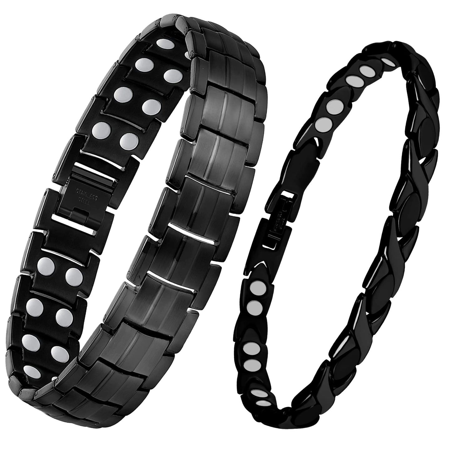 Feraco Magnetic Bracelet for Women Men Titanium Steel Magnetic Bracelet with Magnets,Unique X Shape Links
